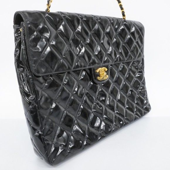 Chanel Shoulder Bag Matelasse Patent Leather Black Women's - Picture 2 of 16